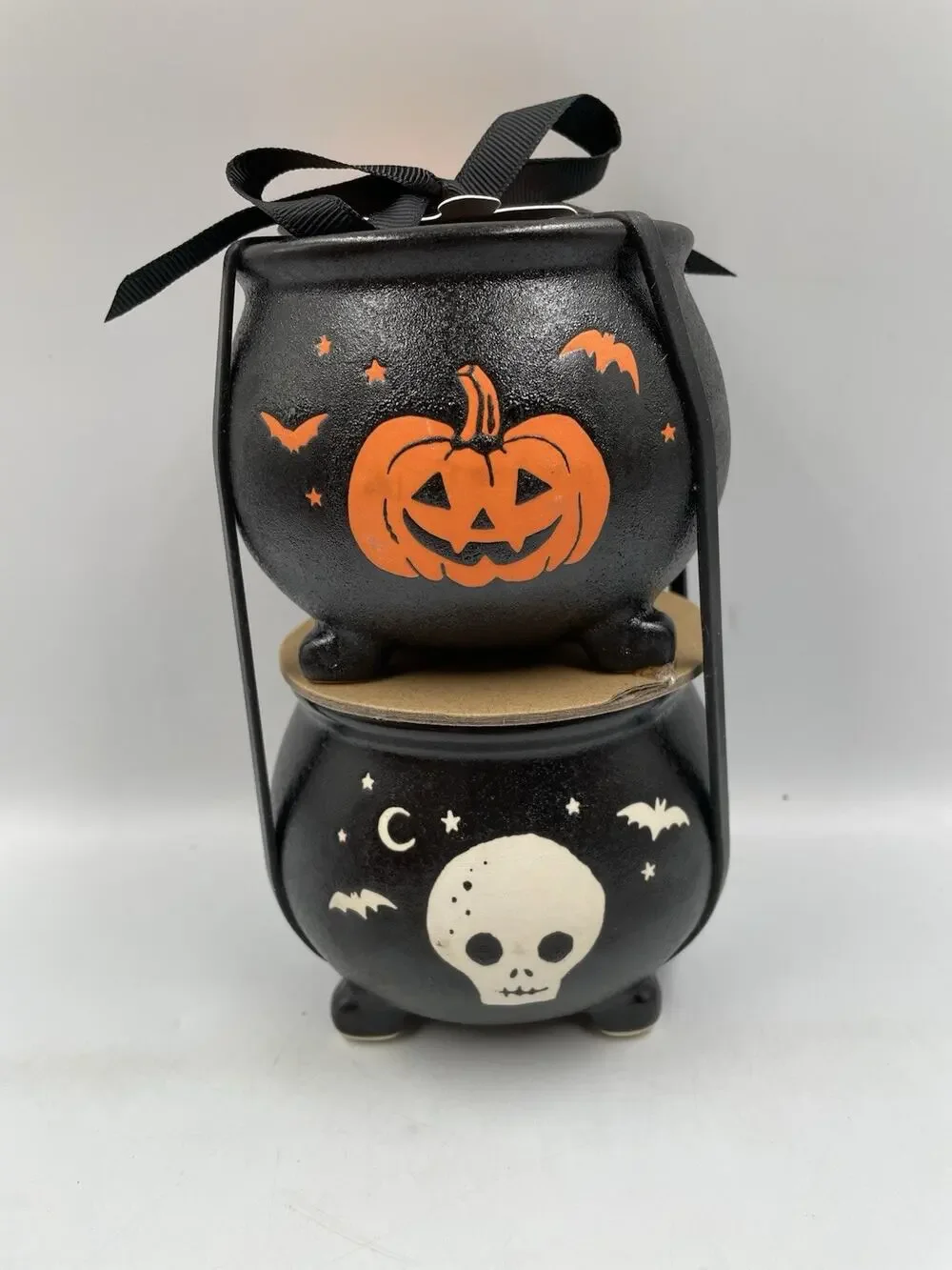 Rae Dunn Halloween Stacked Cauldrons Set Boo! Eek! NWT